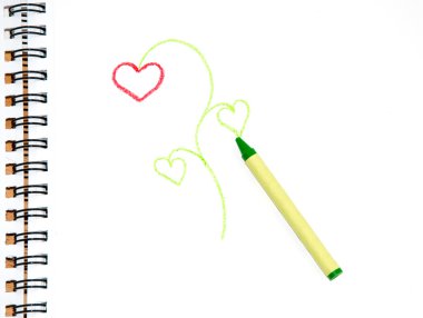 bir bitkinin bir doodle ile eskiz kağıt üzerinde yeşil boya