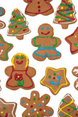 Colorful, glazed gingerbread Christmas cookies clipart