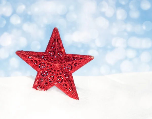Dromerige beeld van een rode ster kerst ornament — Stockfoto