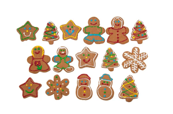 Colorful, glazed gingerbread Christmas cookies — Stock Photo, Image