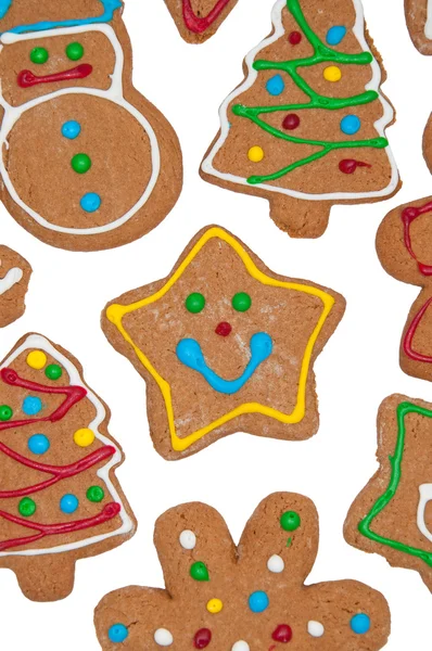 Closeup of cute, colorful gingerbread cookies — Stock Photo, Image