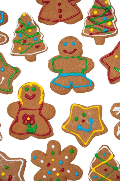 Colorful, glazed gingerbread Christmas cookies — Stock Photo, Image