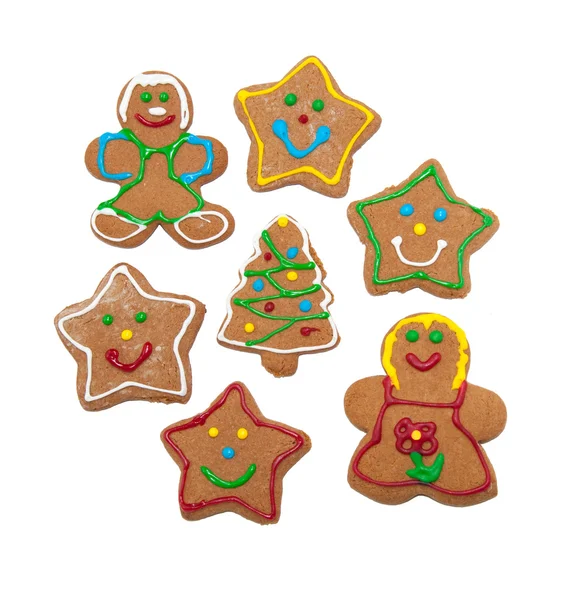 Colorful, glazed gingerbread cookies — Stock Photo, Image
