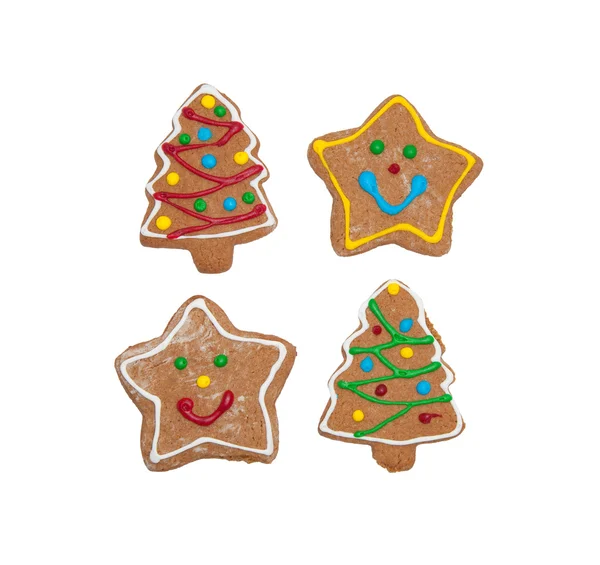 Colorful gingerbread cookies on white — Stock Photo, Image