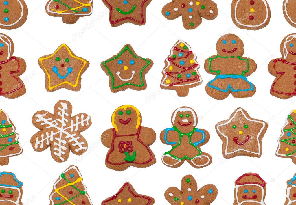 Seamless image of colorful gingerbread cookies