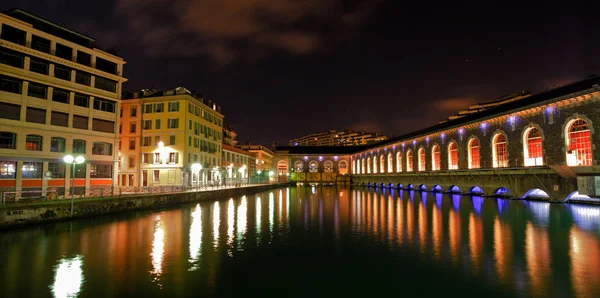 在晚上的日内瓦城市景观 — 图库照片