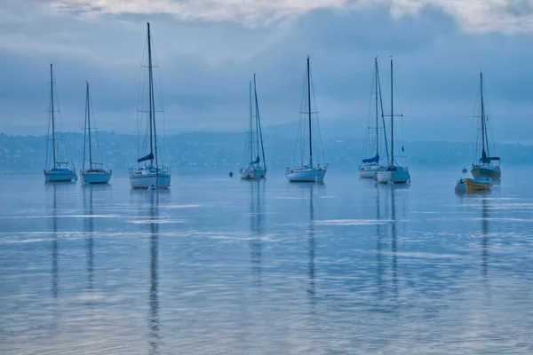 Sailboats at dawn. — Stock Fotó
