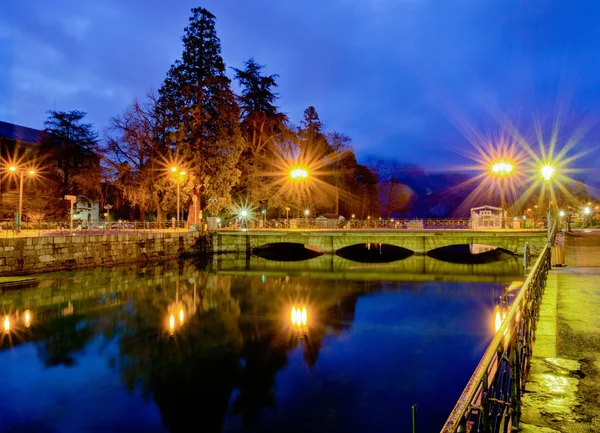 Annecy, France canal and bridge — Stock Photo, Image