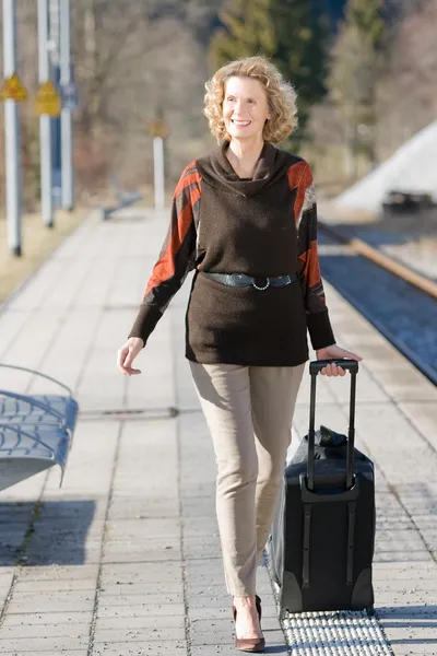 stock image Older lady on the road