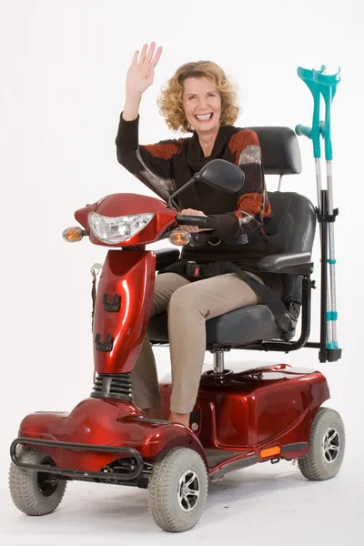 Disabled elderly woman beckons — Stock Photo, Image