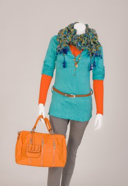Dressed mannequin with Bag clipart
