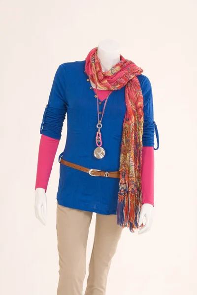 Dressed mannequin with a sweater and scarf — Stock Photo, Image