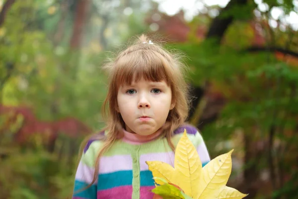 Mädchen mit abgefallenen Blättern — Stockfoto