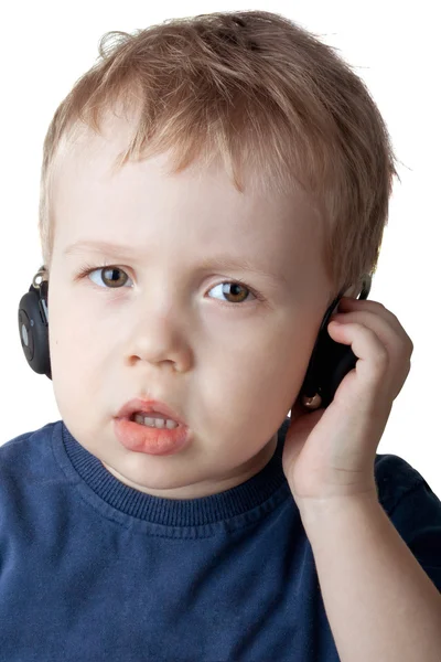 Fiú fülhallgatóval — Stock Fotó