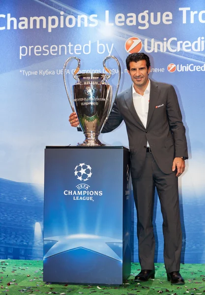 Figo with Champions League Cup — Stock Photo, Image