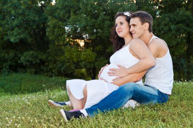 Pregnant couple clipart