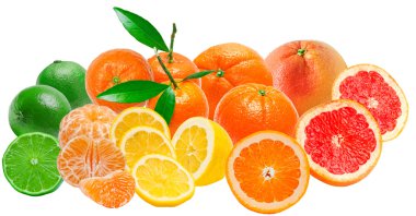 Citrus fruits isolated on white background clipart