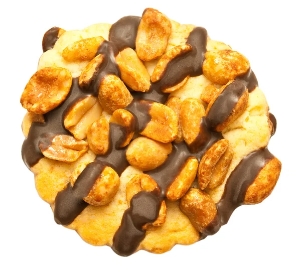 Biscoitos com chocolate e nozes isoladas em fundo branco — Fotografia de Stock