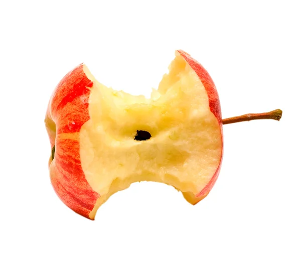 Ugryziony czerwone jabłko na białym tle — Zdjęcie stockowe