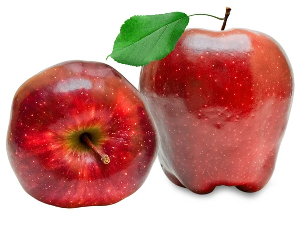Rød æble isoleret på hvid baggrund - Stock-foto