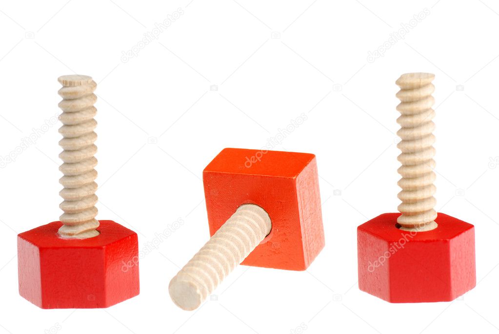 Red and orange screws toys