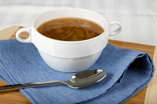 Zuppa di cipolle e cucchiaio — Foto Stock
