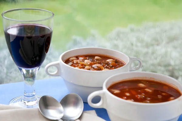 Şarap ve çorba — Stok fotoğraf