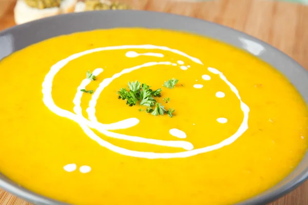 Closeup Pumpkin Soup — Stock Photo, Image