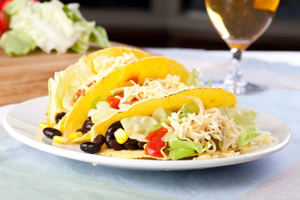 Three Vegetarian Tacos — Stock Photo, Image
