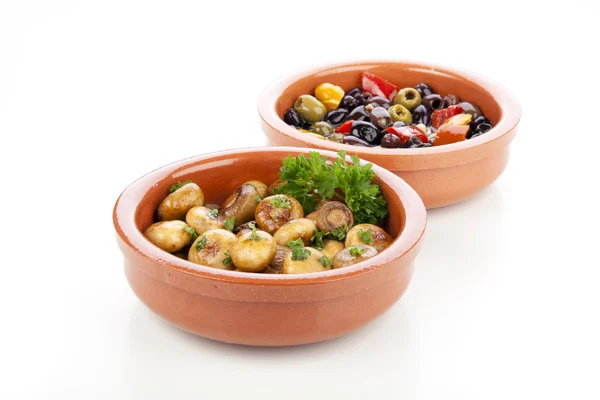 stock image Spanish Tapas, Mushrooms and Olives