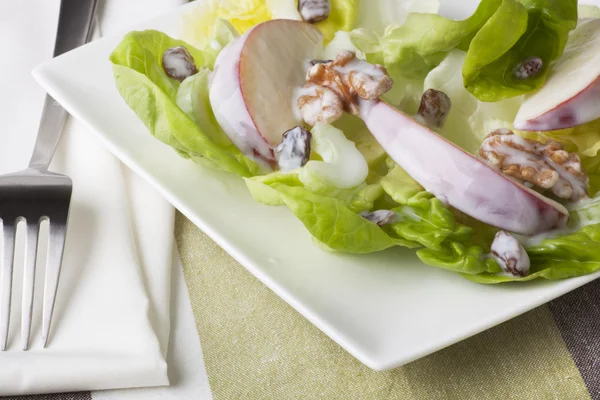 Waldorf Salad on Square Plate. — Stock Photo, Image