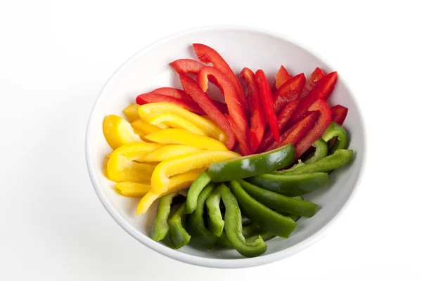 Bowl of Sliced Sweet Peppers — Stock Photo, Image