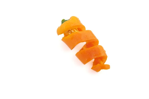 Sweet Orange Pepper Curl with Seeds — Stock Photo, Image