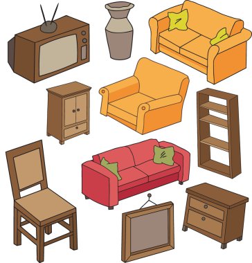 Hand drawn furniture pattern clipart