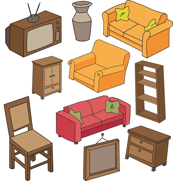 Hand drawn furniture pattern — Stock Vector