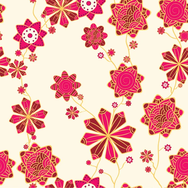 Floral seamless pattern with hand drawn flowers — Stock Vector