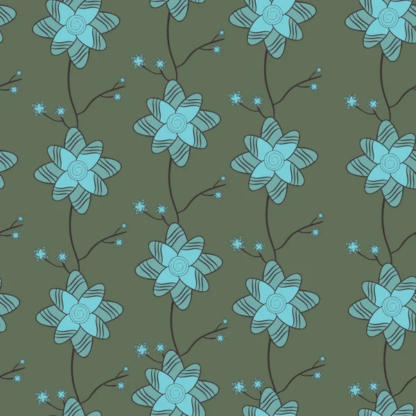 Kukka saumaton kuvio käsin piirretty kukkia — vektorikuva