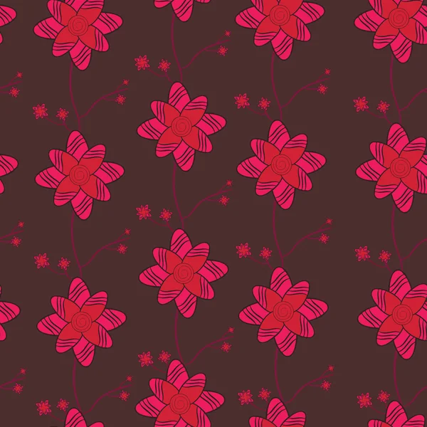 Modèle floral sans couture avec des fleurs dessinées à la main — Image vectorielle