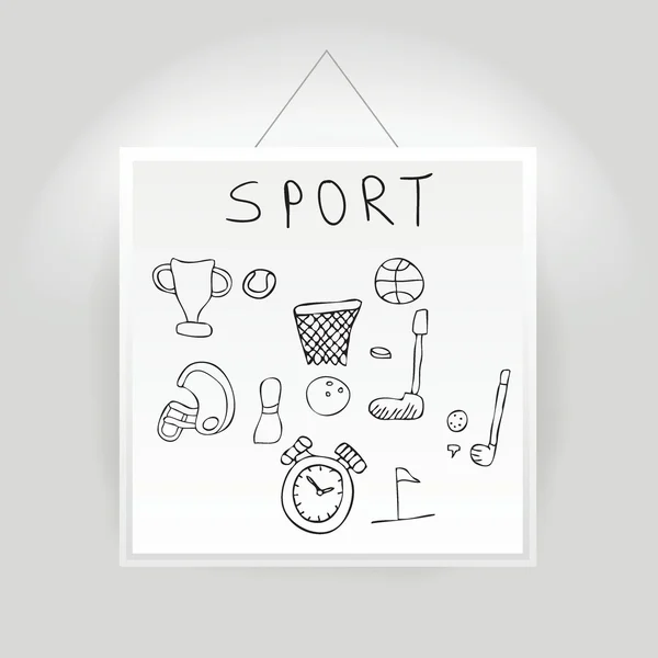 Série pura chaleira desenhada à mão conjunto de ícones do esporte — Vetor de Stock