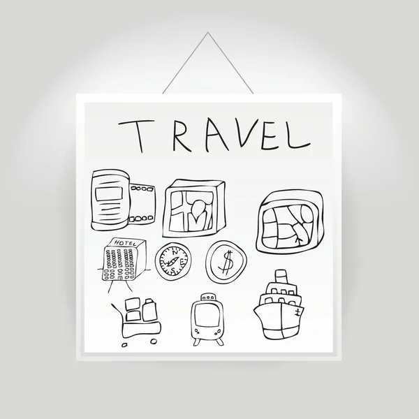 Pura serie jalá Icono de viaje dibujado a mano, vacaciones, viaje — Vector de stock