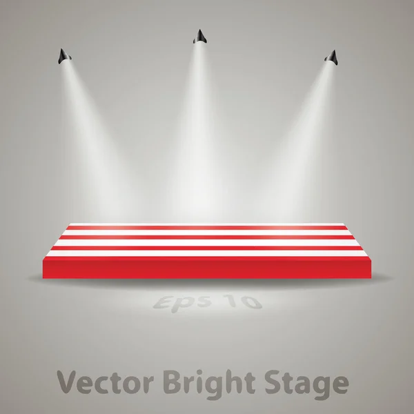 Luminoso palco con luci spot — Vettoriale Stock