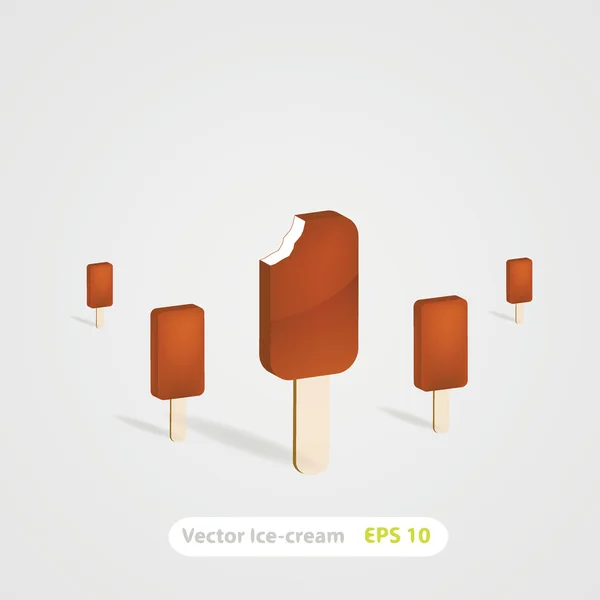 Sada čokoládová zmrzlina dezert na dřevěné tyčce — Stockový vektor