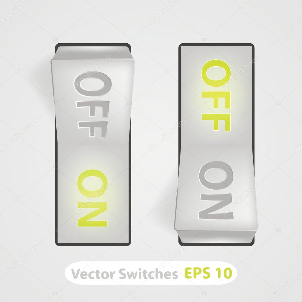 Vector realistic switch. ON and OFF positions.