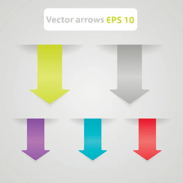 Establecer flechas vectoriales en forma de pegatinas de papel — Vector de stock