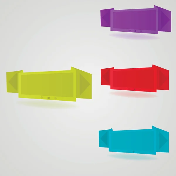 Bandeiras de papel de origami vetorial para design — Vetor de Stock