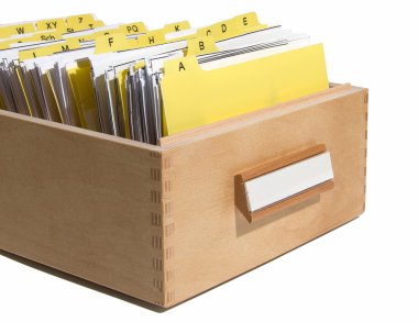 Yellow index in card box clipart