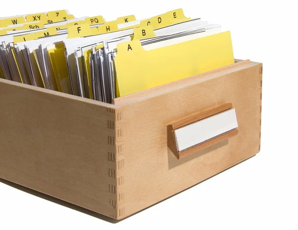 Yellow index in card box — Stock Photo, Image