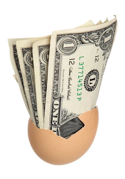 stock image Lot of dollar notes in egg