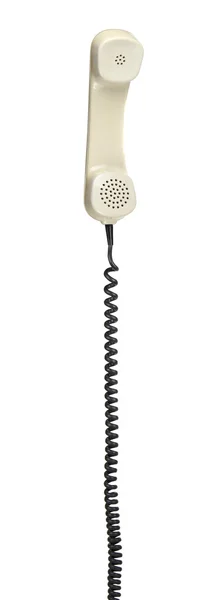 Старая телефонная гарнитура со спиральным кабелем — стоковое фото