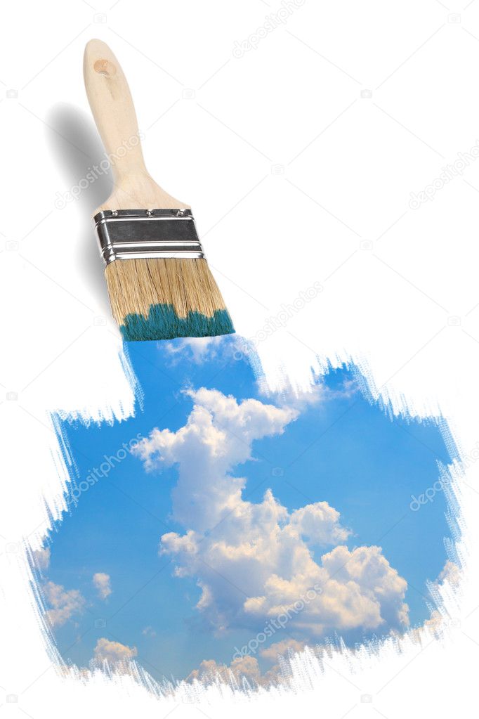 Brush painting a wonderful blue sky